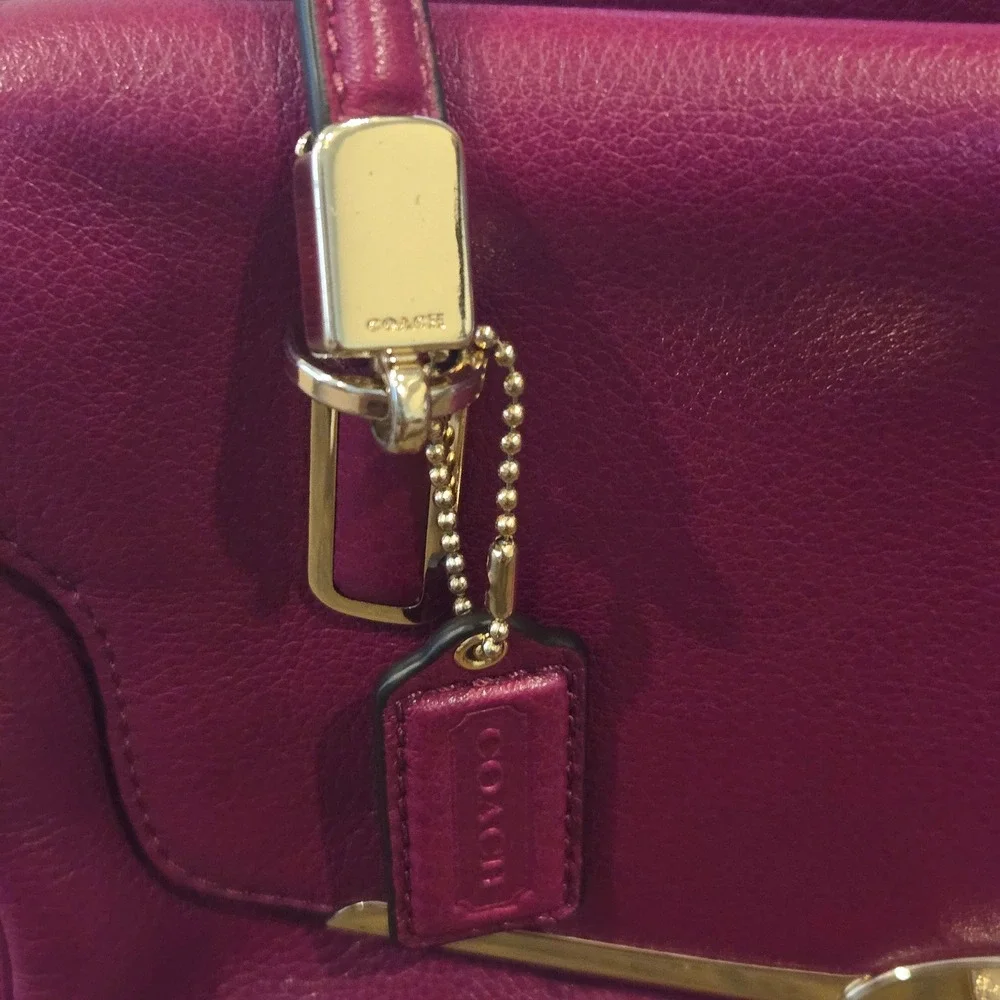 COACH Madeline Cranberry Leather Satchel, MSRP $298 Vintage Career